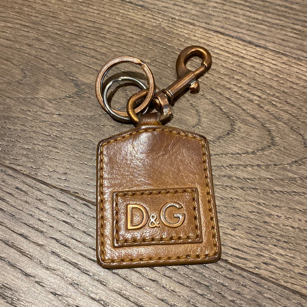 Authentic D&G brown leather keychain